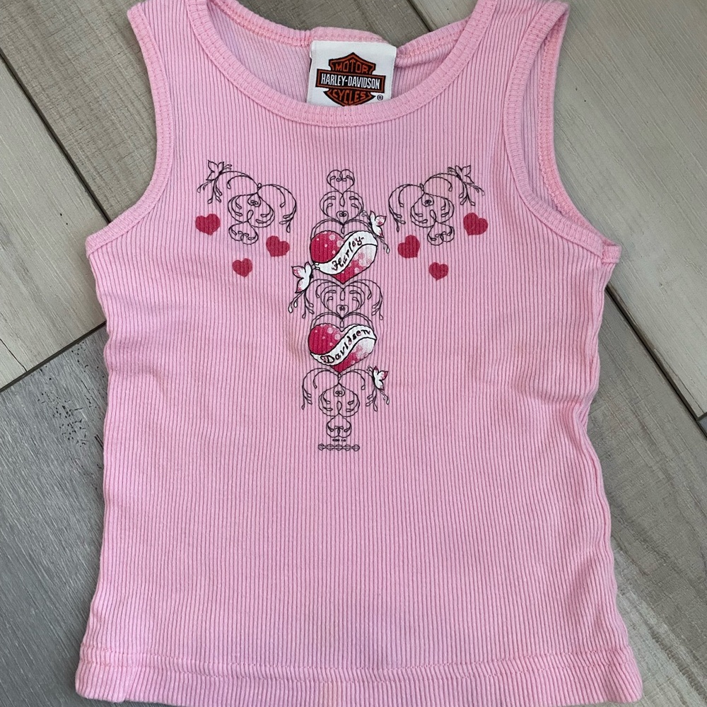 Harley-Davidson Girls Pink Tank Top with Hearts